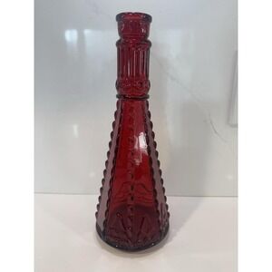 Vintage Morey Red Bottle/Vase / Red Ornate Beaded